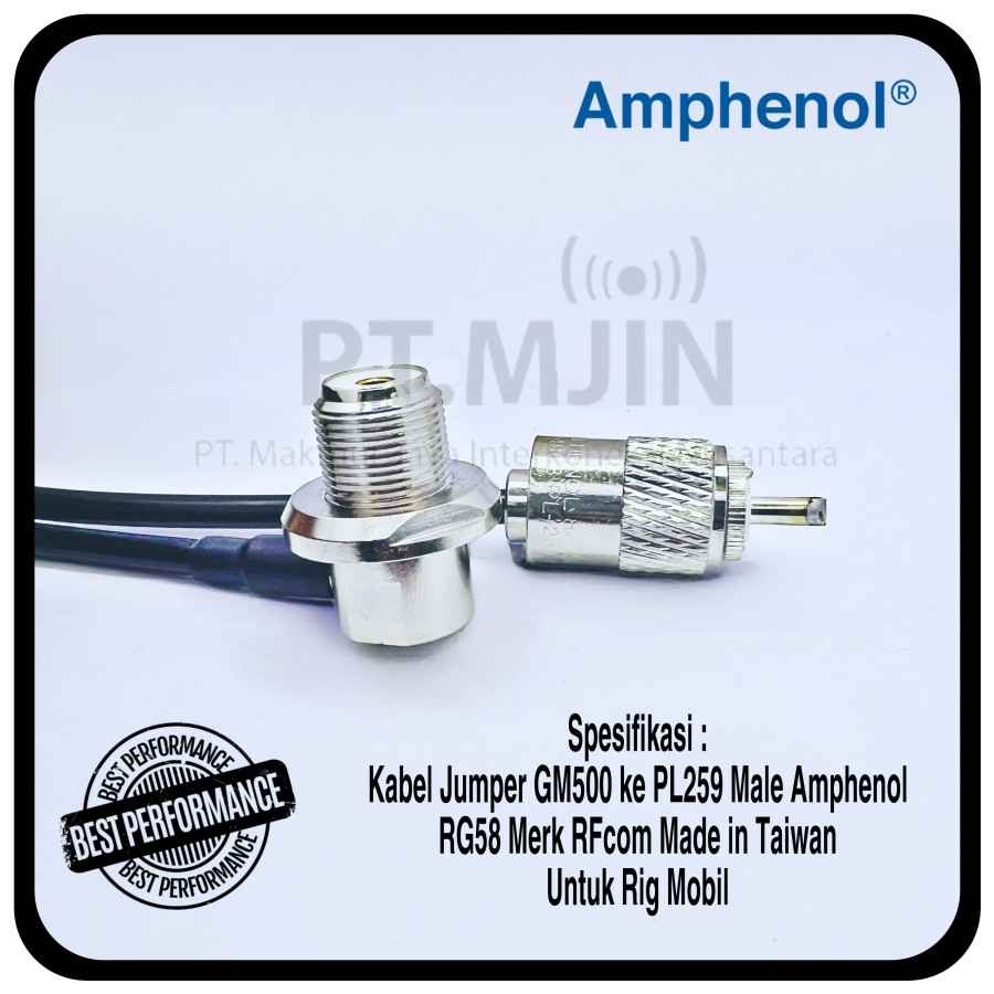 Kabel Jumper RG58 GM500 ke Pl259 Male Amphenol Panjang Kabel 10 Meter