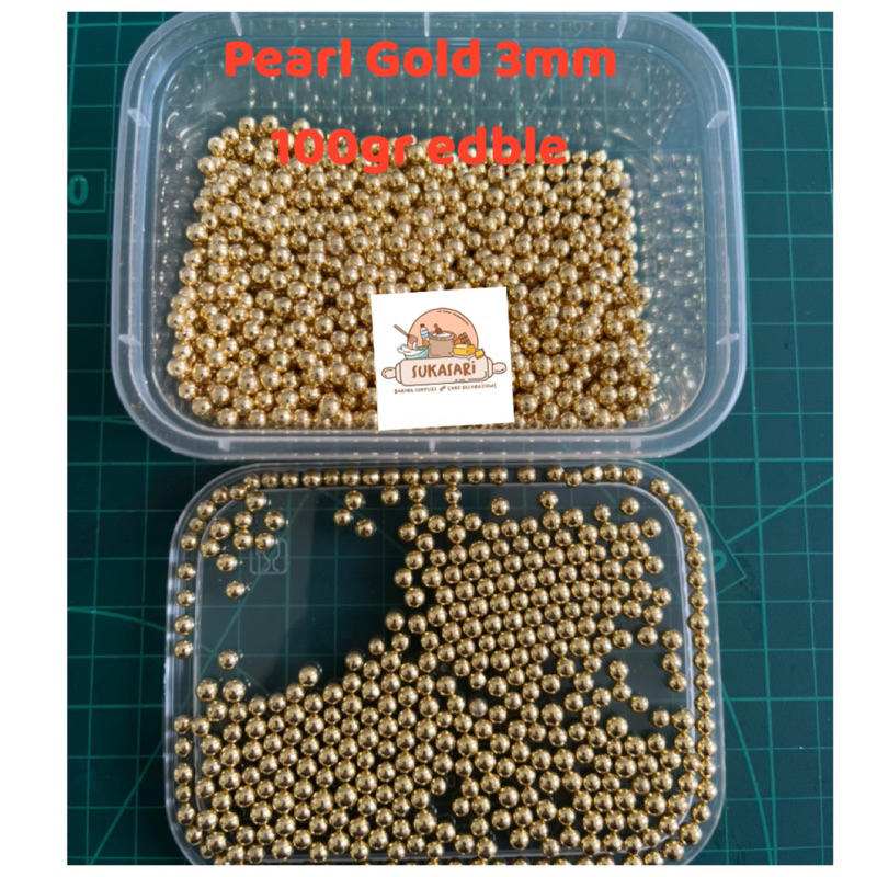 

Sprinkle Pearl Mutiara Gold 3 mm 100 gr edible