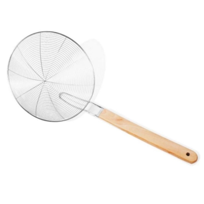 SEROK PARABOLA GAGANG KAYU / SEROK KERUPUK / SEROK GORENGAN STAINLESS STEEL