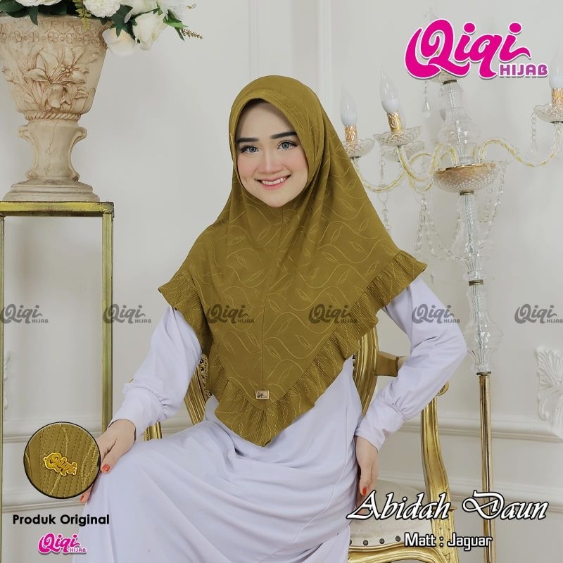 (Qiqi Hijab) ABIDAH DAUN •jilbab instan jaaguuar inpor•hijab instan pet rempel