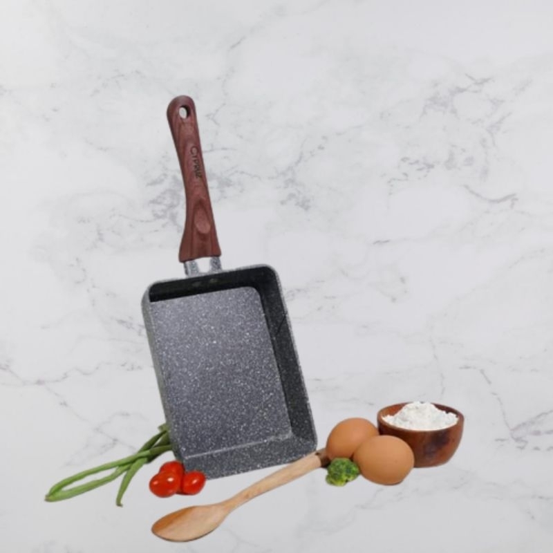 Cypruz Marble Omelette Pan 18 Cm Wajan Marble Pembuat Telur Kotak Pan Omelette Kotak Anti PFOA