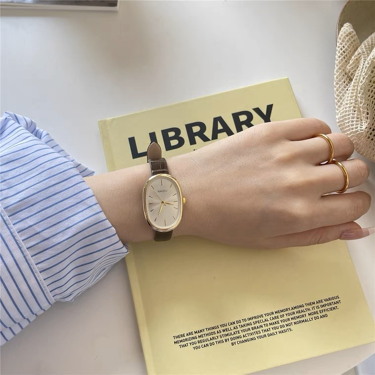 KOOLEY Jam Tangan Wanita Naidu Oval Kulit Versi Korea Vintage Elegant