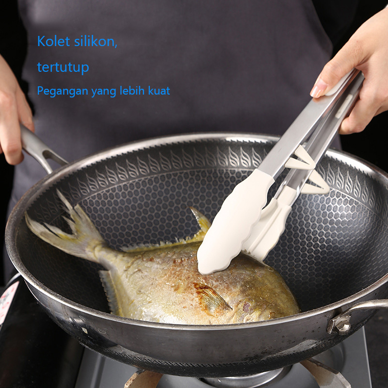 Mi.more Clip Food Clamp Silicone 9inch / 12inch With Small Holder / Jepitan Makanan Silikon Tahan Panas Puith