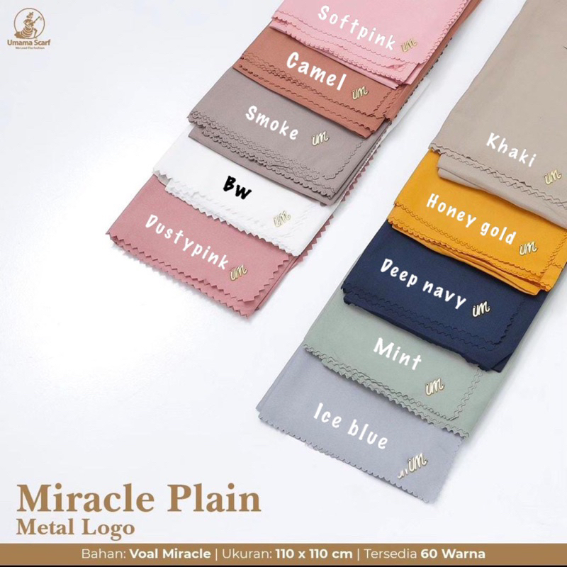 HIJAB SEGIEMPAT MIRACLE PLAIN METAL LOGO