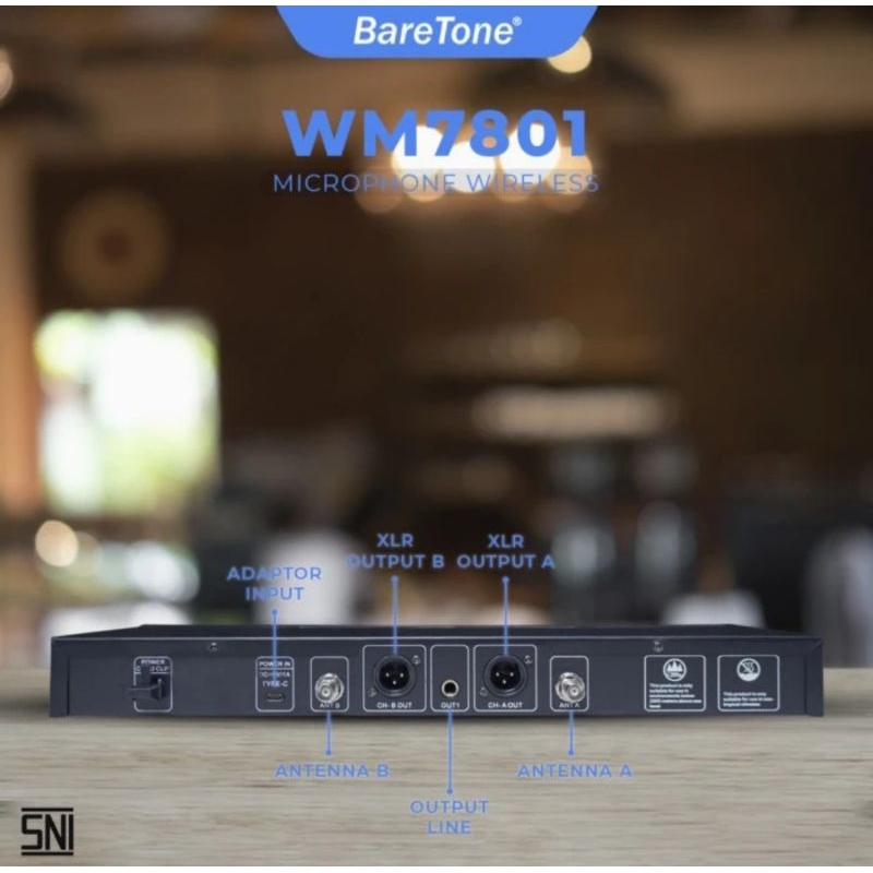 Mic Wireless BareTone WM7801 Microphone Profesional