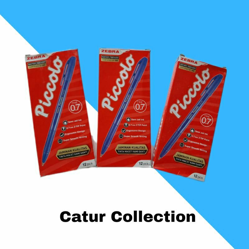 

Pulpen / Pen ZEBRA Piccolo Blue / Piccandy 0.7mm ( Isi 12 Pcs )