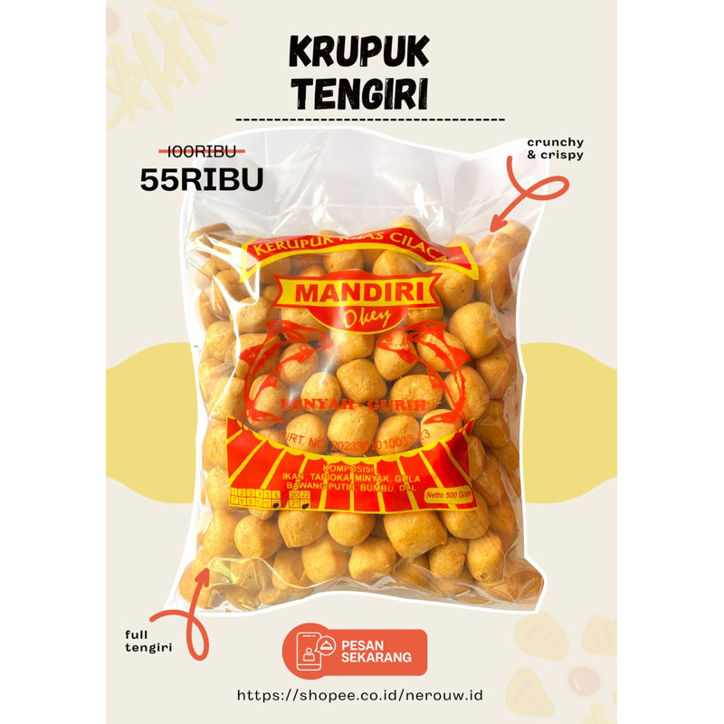 

Snack Makanan Ringan Krupuk Tengiri Kemasan Super Jumbo