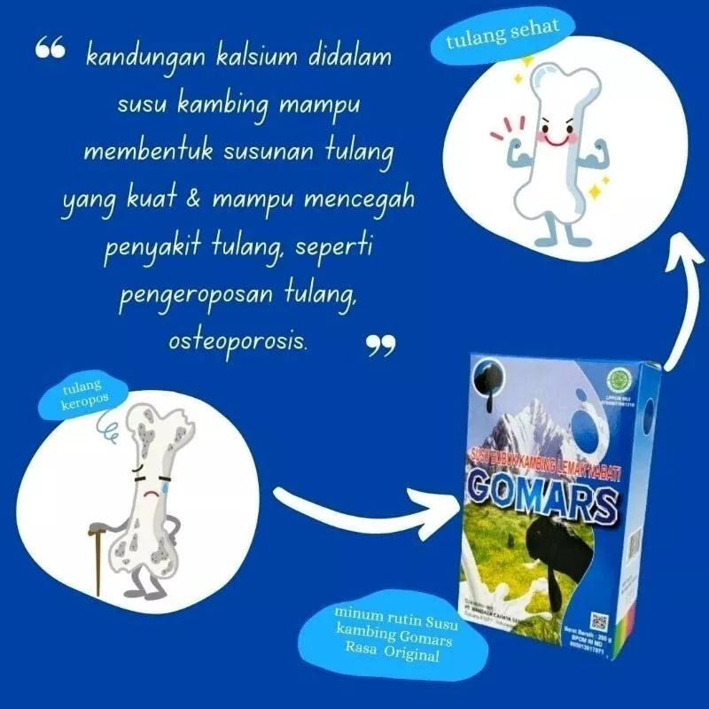 

Gomars Susu Kambing Etawa Bubuk Putih Rasa Original Vanila