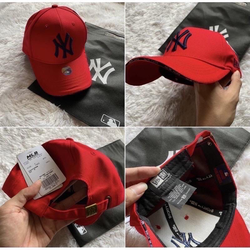 Topi Baseball Unisex Cap Bordir Newyork Casual Hat Red