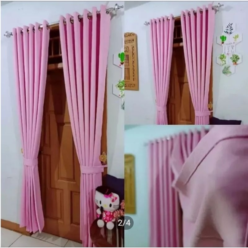 Gorden blackout polos import motif serat warna pink abu hijau coklat kuning