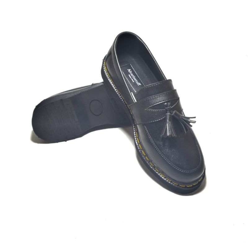 Alvarisstuff/Rey karet sepatu penny loafer kulit pria hitam