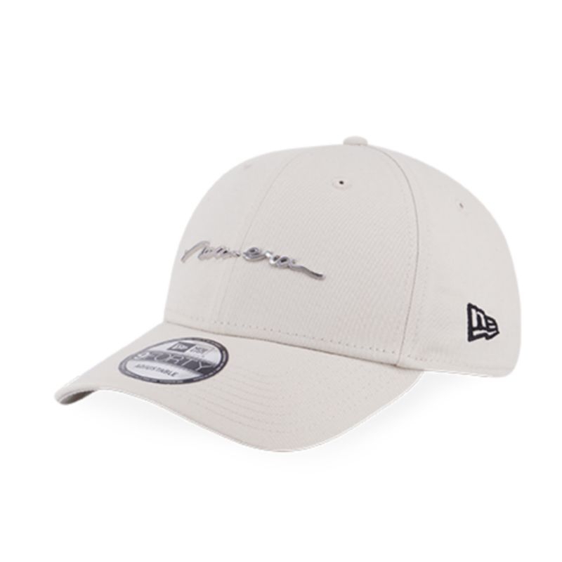 Topi New Era Cap Handwritten Metal Badge Ivory 9Forty Adjustable Original