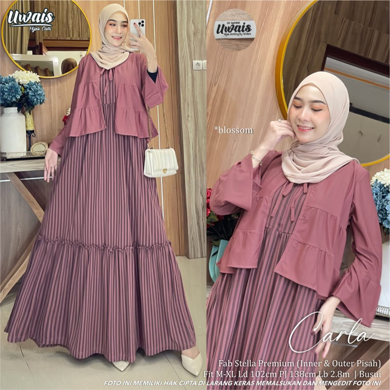 Uwais Carla Maxy Set | gamis set inner dan outer pisah carla dress original by uwais hijab
