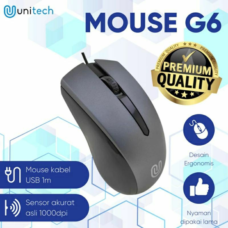 Mouse Kabel Unitech G6 Untuk Komputer Laptop PC 1000dpi