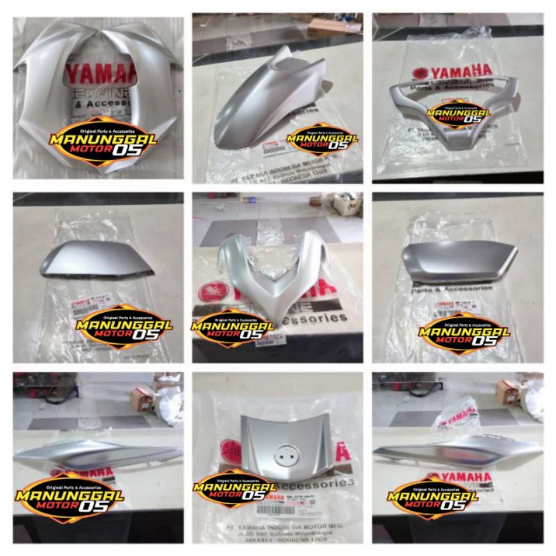 Paket Full Set Body Halus Aerox 155 New Connected 2021-2023 Silver Original Yamaha