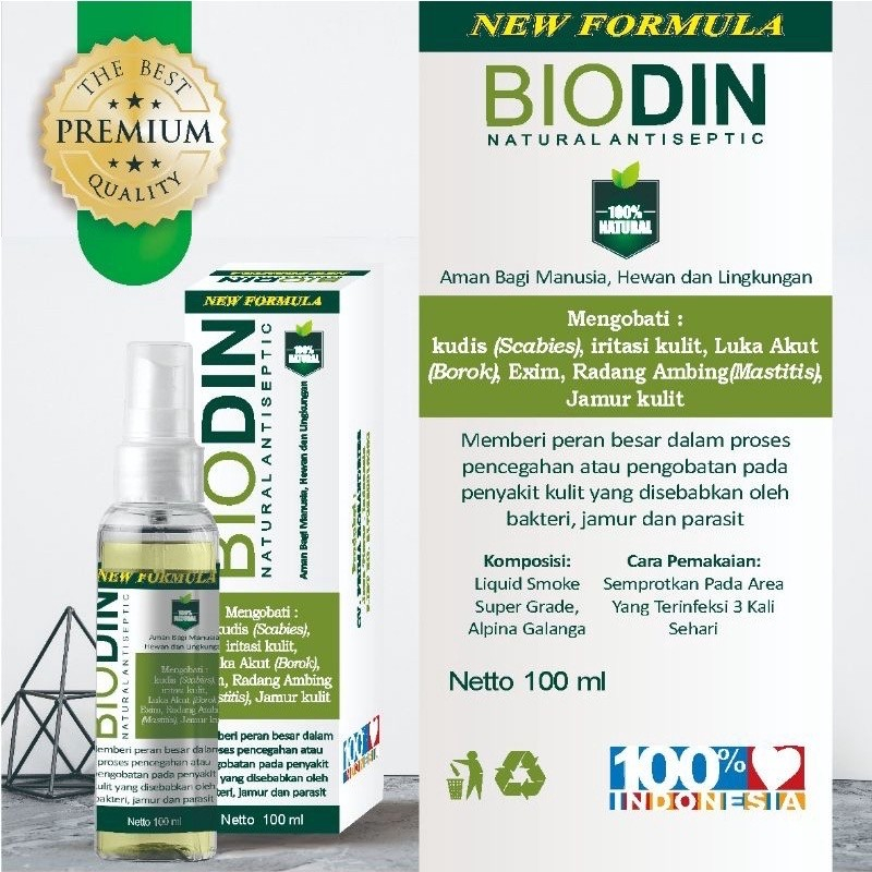 Biodin Spray Obat PMK Untuk Sapi, Kambing Ampuh Biodin Spray Kucing Obat Jamur Scabies Kucing100ml