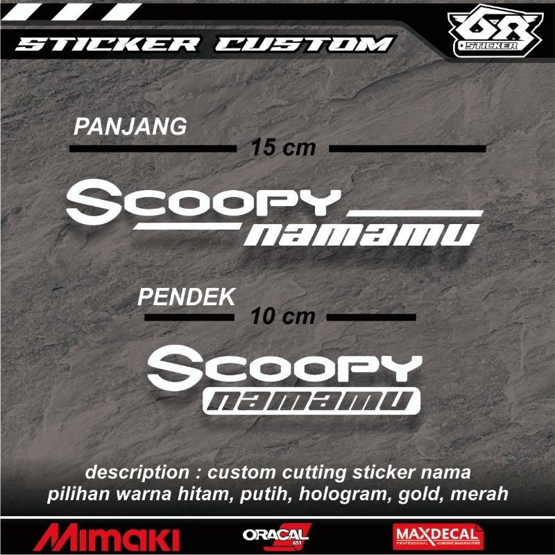 cutting sticker motor honda scoopy custom nama kamu vinyl dan hologram