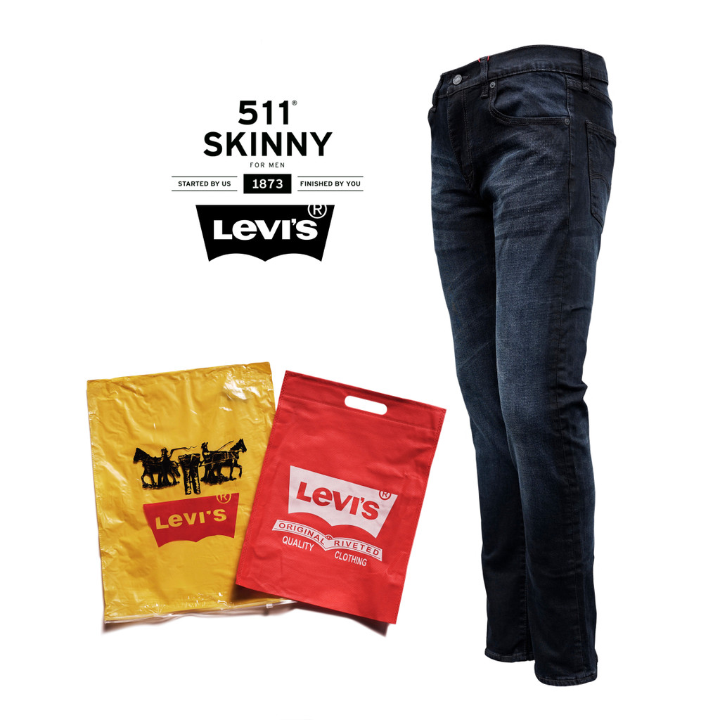 Levis 511 Stretch Skinny Jeans Pria - Celana Panjang Pria Black Series - FREE TOTEBAG