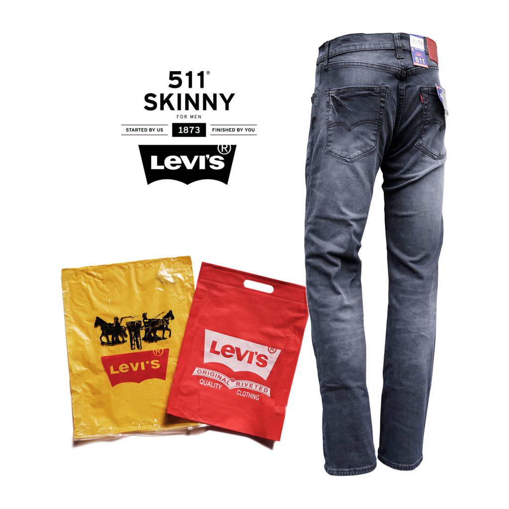 Levis 511 Stretch Skinny Jeans Pria - Celana Panjang Pria Black Series - FREE TOTEBAG