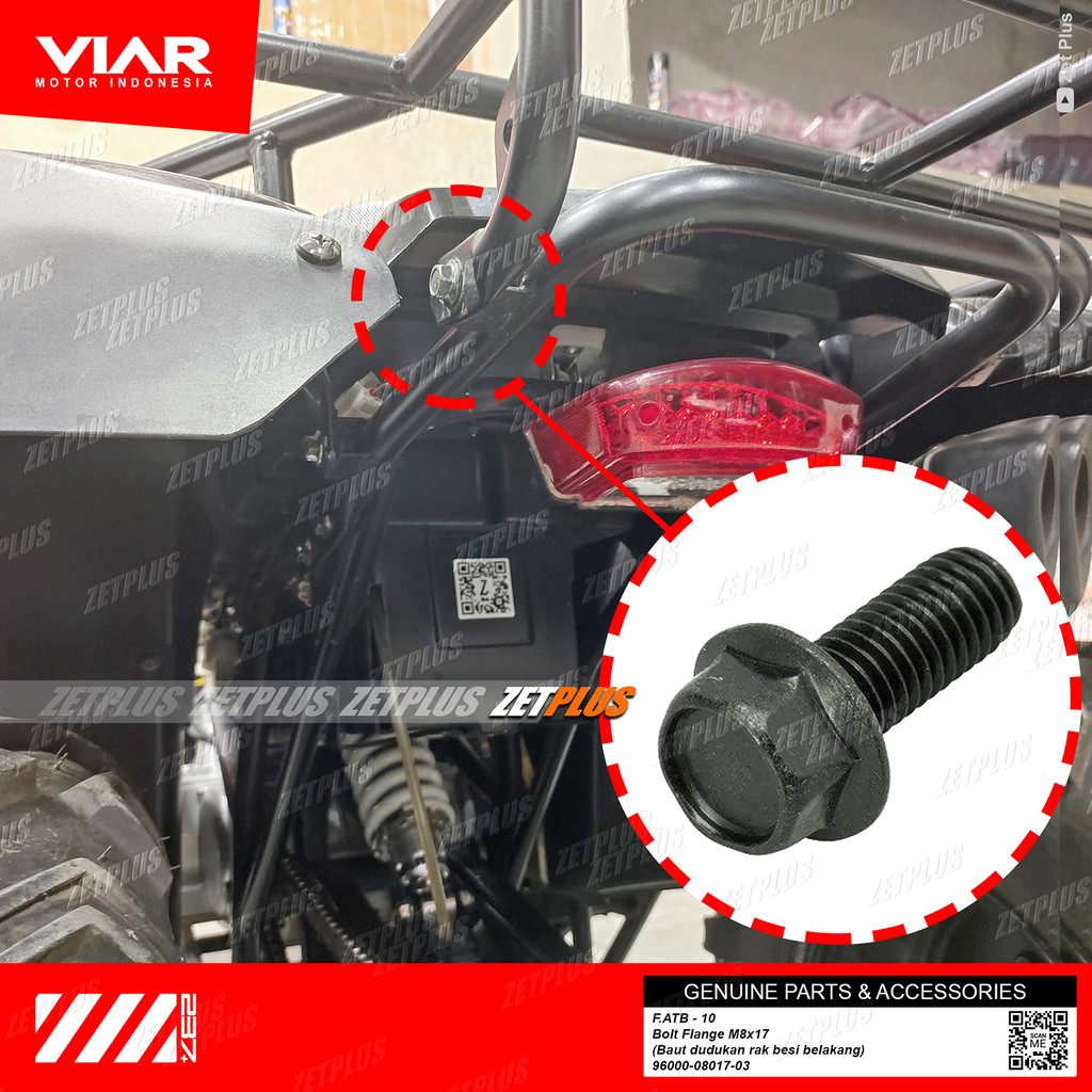 BAUT RAK BESI BELAKANG ATV RAZOR /baud dudukan-bracket rangka viar/rear frame/flange bolt M8 univers