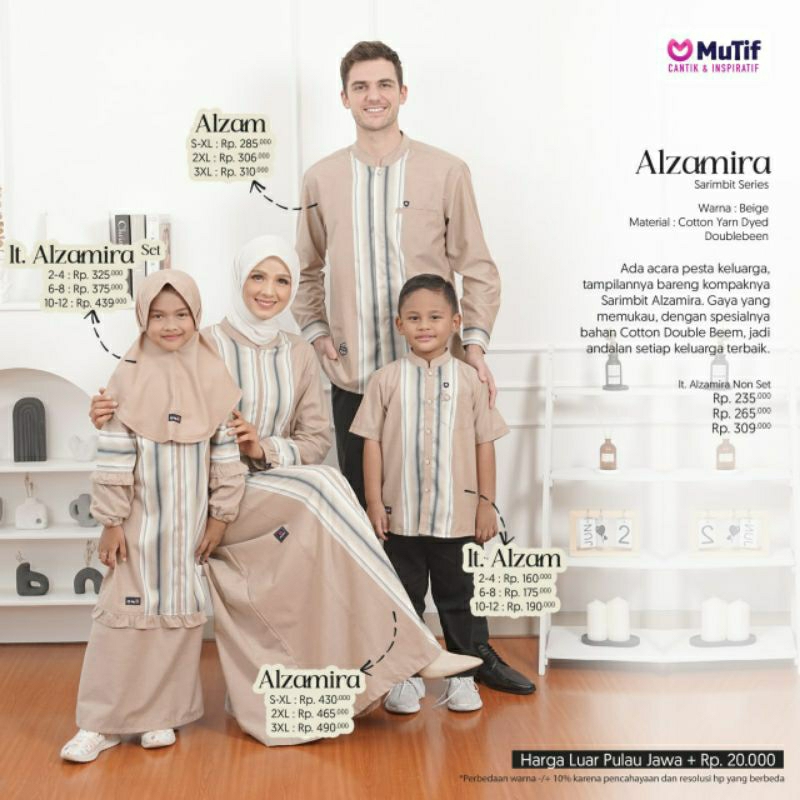 Mutif Sarimbit Alzamira Beige Toasted Brown Mutif Alzamira Mutif Man Alzam Little Alzamira Alzam Baju Muslim Gamis Sarimbit Keluarga Family Series Terbaru Ori Lebaran 2023