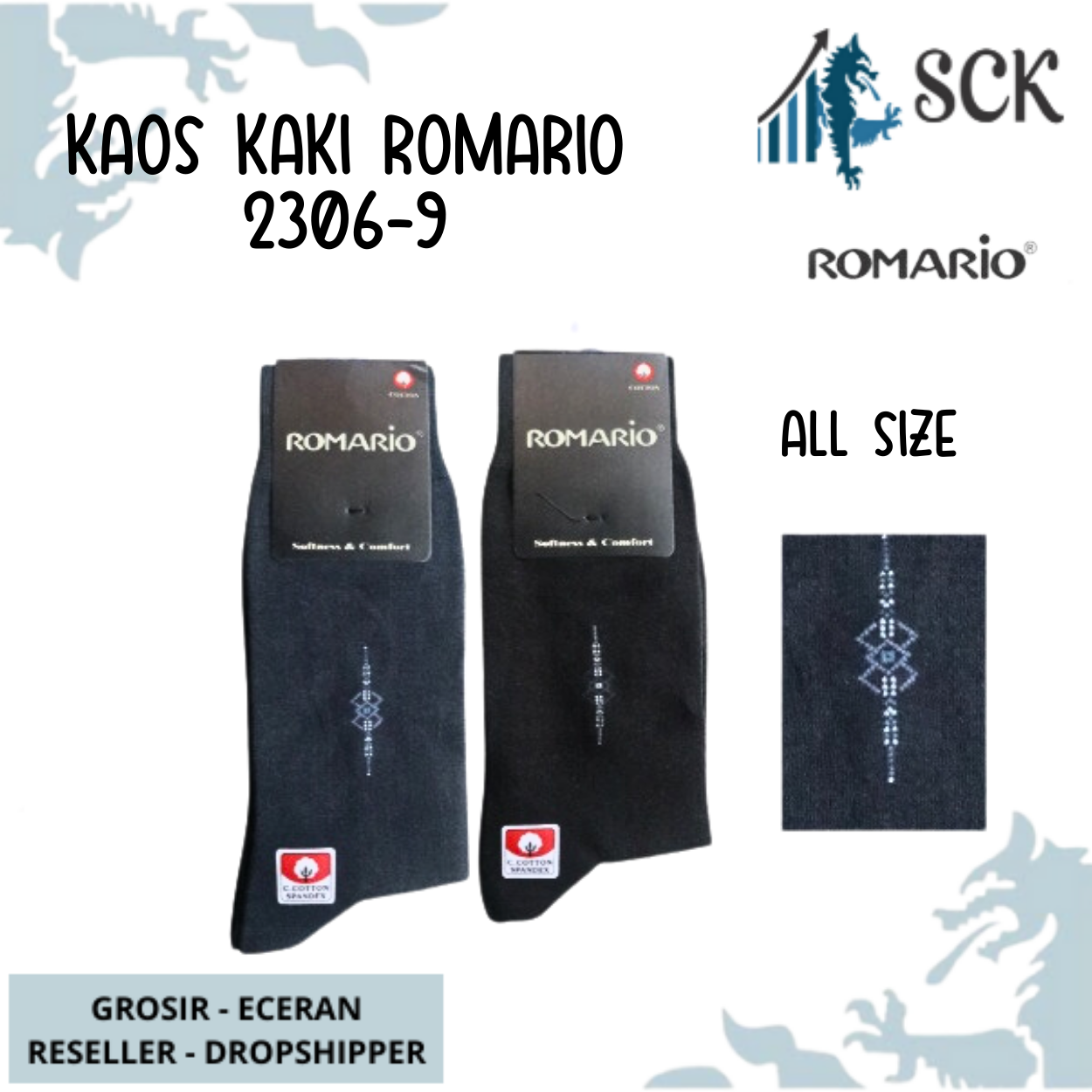 Kaos Kaki Pria ROMARIO 2306-9 Polos Warna / Kaus Kaki Invisible Socks - sckmenwear GROSIR