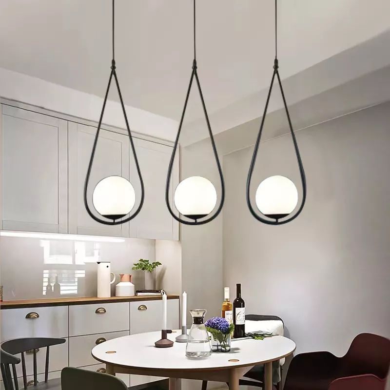 [Bergaransi] 3 warna cahaya restoran lampu gantung lampu led baru mewah toko dekorasi 3 bola kaca ke