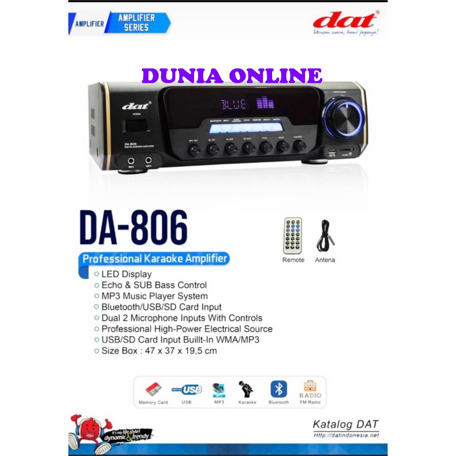 AMPLIFIER KARAOKE DAT DA806 BLUETOOTH USB ORIGINAL DAT DA 806