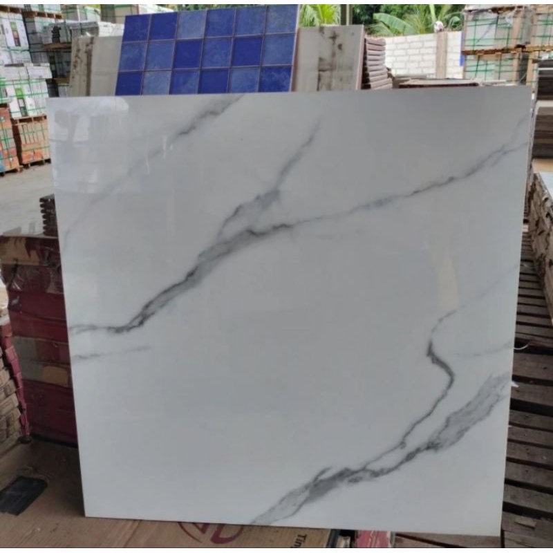 Granit 60x60 Motif Carara By Grace Carara White Glossy