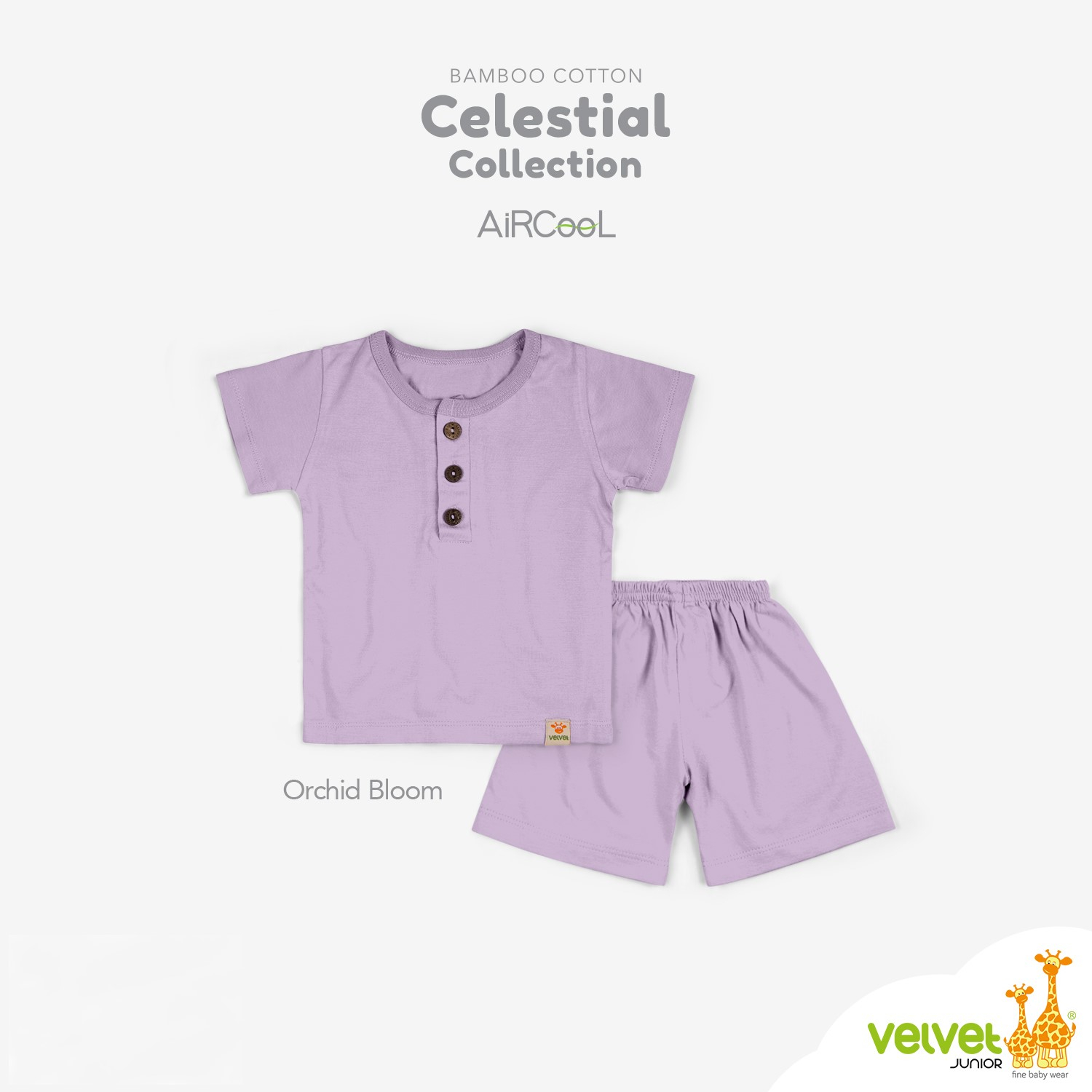 Velvet Celestial Collection Setelan Oblong Pendek + Celana Pendek / Kancing Dada