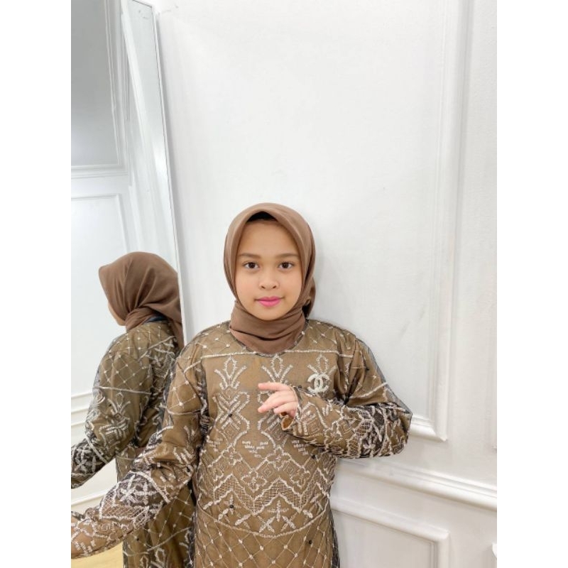 PB Prilly Busana - VELISA DRESS ANAK TILE BORDIR MIX CERUTY MALAYSIA - GAMIS ANAK BRUKAT - GAMIS PESTA ANAK