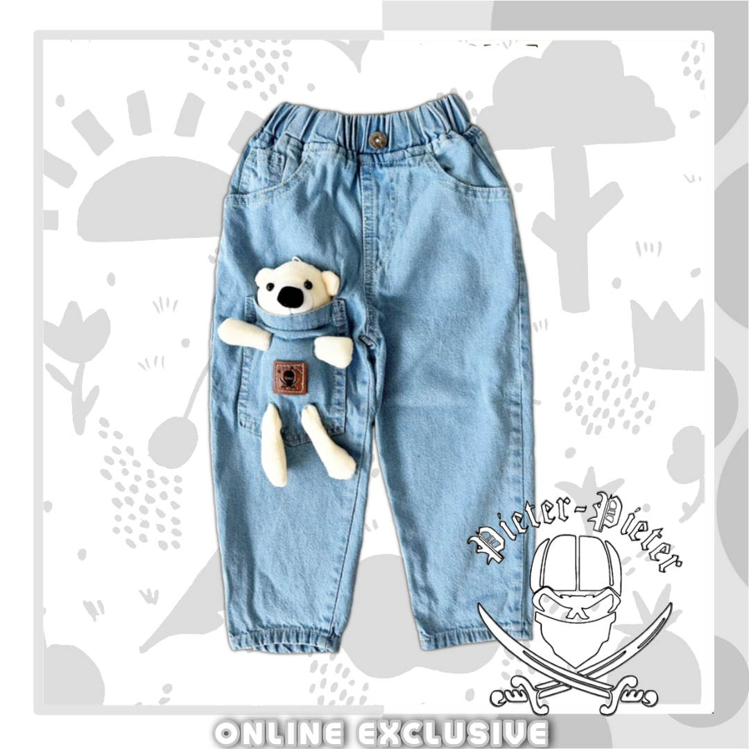 Celana Jeans Anak Cewek Mishel Model Saku Boneka usia 1-13th