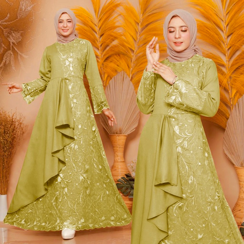 (MODEL BARU)SIZE M,L,XL,XXL/GAMIS ZOLANA/GAMIS BRUKAT TILE/GAMISMUSLIM/GAMIS KONDANGAN/CANTIK