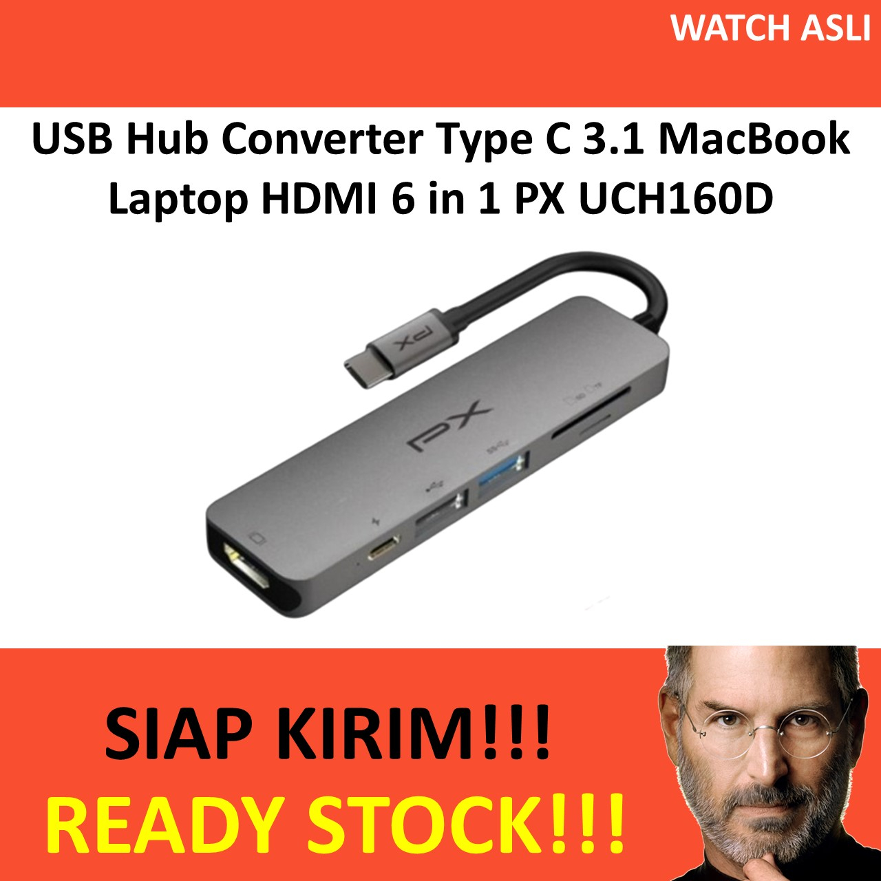 USB Hub Converter Type C 3.1 MacBook Laptop HDMI 6 in 1 PX UCH160D