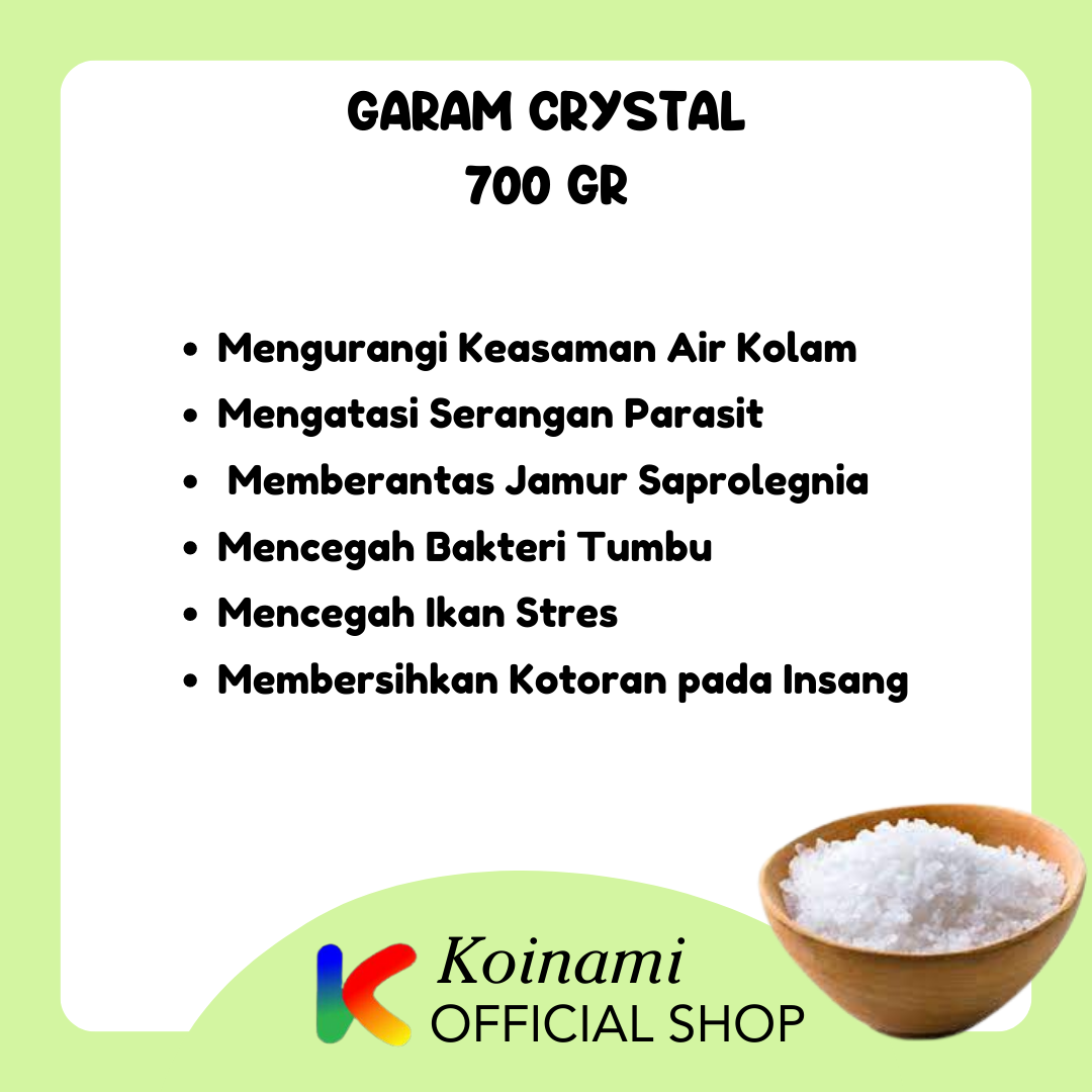 GARAM CRISTAL 700gr /  untuk ikan / obat jamur karantina / healty salt / fish / stres / ikan baru