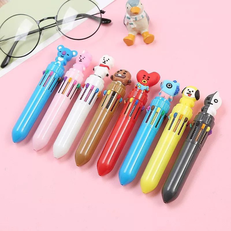 

1 Pcs Pulpen Karakter 10 Warna Pena Warna Warni 10 Warna