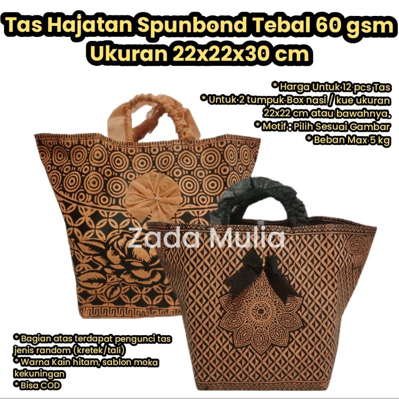 

12 pcs Tas Hajatan Spunbond Tebal 60 gsm ukuran 22x22x30 cm Goodie bag Syahrini Pita Batik Souvenir