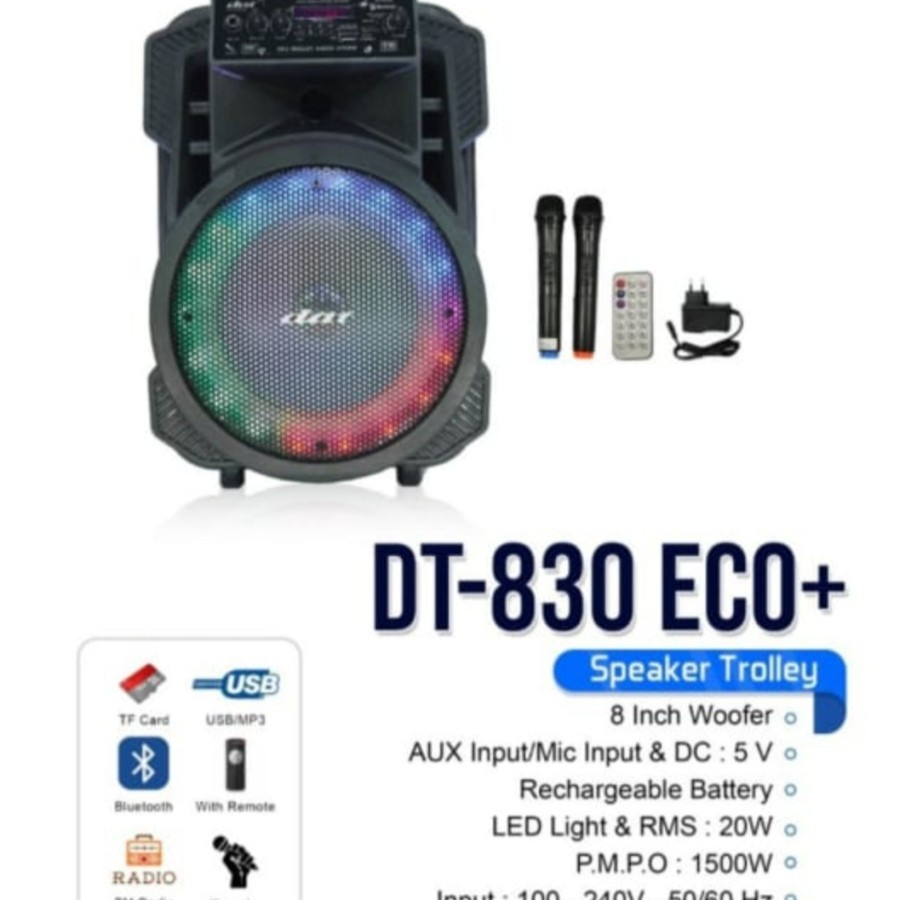 Speaker Portable Wireless Dat DT 830 Original 8 inch Bluetooth ori dat
