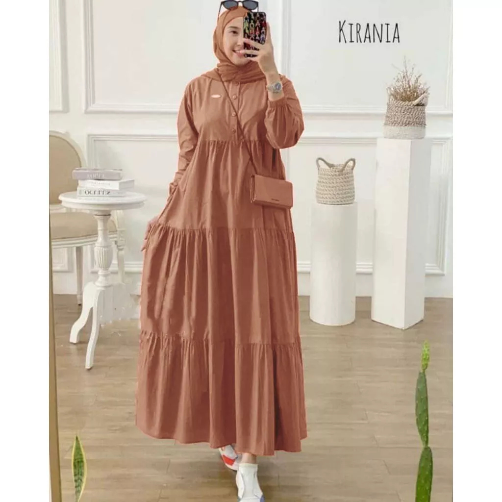 kirania dress/ kirania  gamis  premium katun//  gamis  Wanita fashion muslim/gamis wanita jumbo kekinian premium