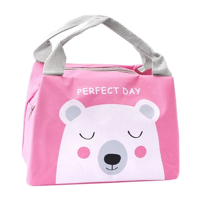 TAS BEKAL MAKANAN KARAKTER LUCU LOKAL / LUNCH BAG KARAKTER BAHAN D600 BAGUS TEBAL-Perfect Day Pink