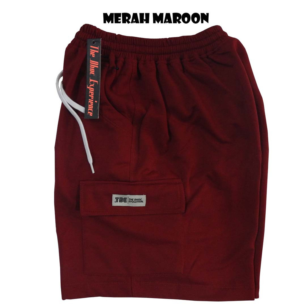 TDE/SHORT CARGO/CELANA PENDEK/UNISEX/PRIA/WANITA/CARGO/MAROON