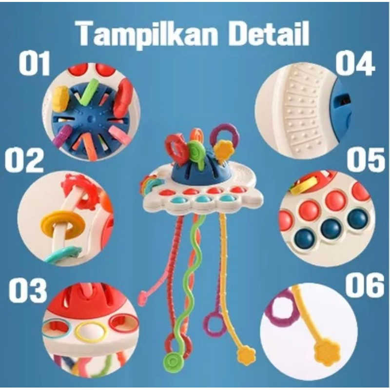 Teether Bayi Gigitan Bayi Bpa Free 6-12 Bulan Mainan Edukasi Montessori Tarikan Sensorik Silikon