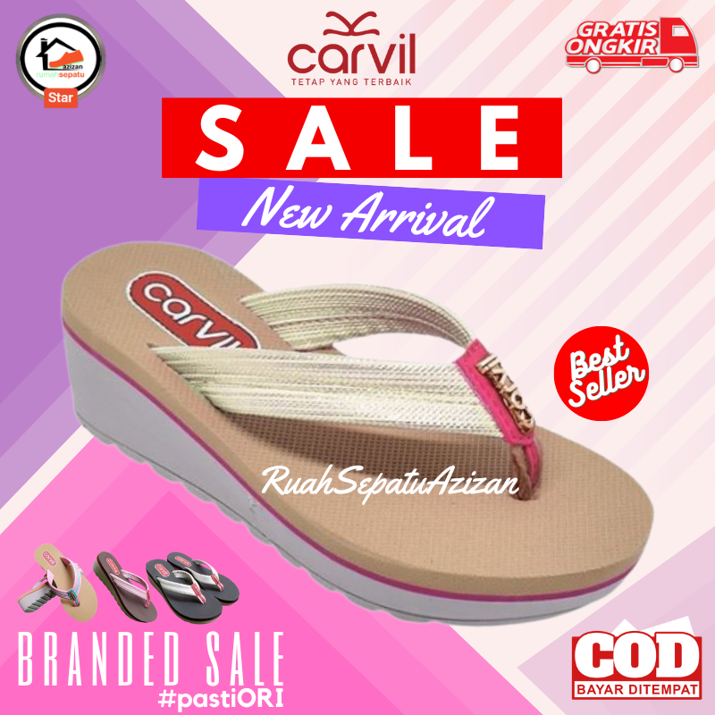 Carvil Moety-TW | Sandal Wedges Anak Perempuan Model Jepit tinggi hak 5cm Original 100%