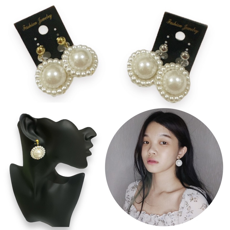 Gian Pearl Stud Statement Earrings Anting Tusuk Mutiara