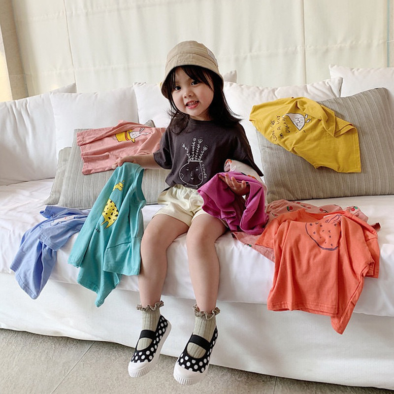 Kaos Atasan Anak Perempuan Laki Laki Korea Lengan Pendek Import