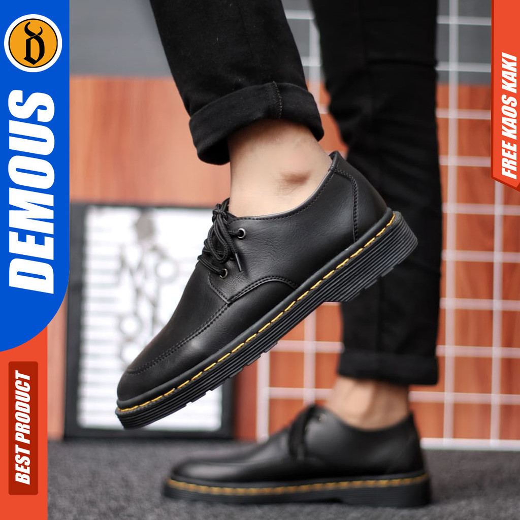 DEMOUS MARKIS - Sepatu Pantofel Docmart Low Boots Formal Casual Pria Kulit PU