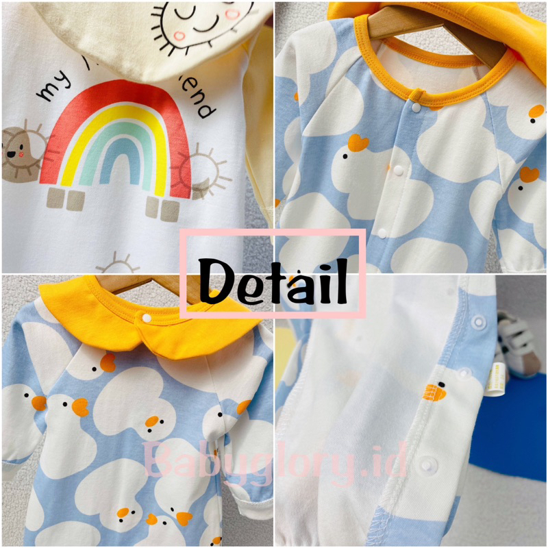 Sleepsuit Romper Bayi Laki-laki / Perempuan Lengan Panjang Jumper Bayi Unisex Import Cotton