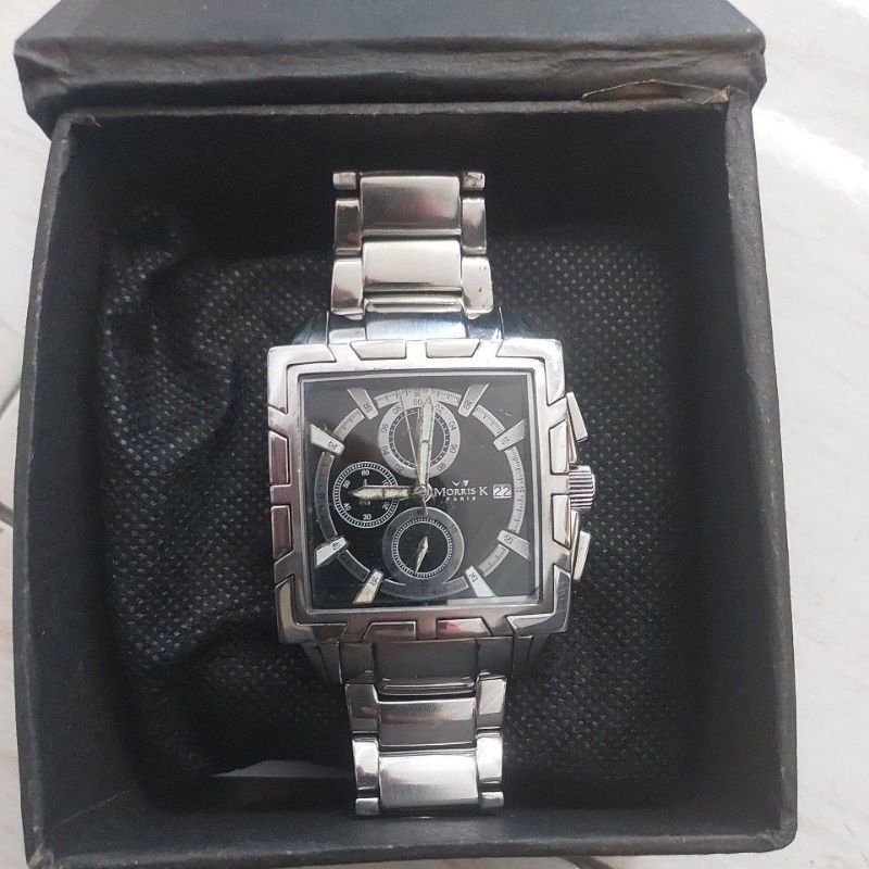 jam tangan kotak original Chronograph Morris K paris seri MK 09011 preloved second bekas