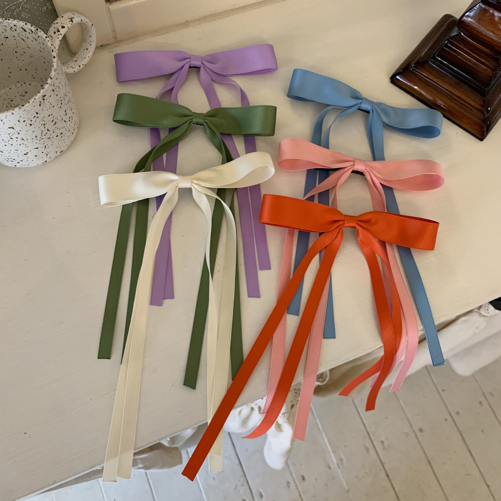 PREMIUM CLASSIC CANDY COLOR LONG RIBBON BOW KNOT HAIR CLIP GIRLY FAIRY HAIR ACCESSORIES AKSESORIS RAMBUT PITA PANJANG KLASIK KPOP KOREA KOREAN HIGH QUALITY JENNIE BLACKPINK STYLE AKSESORIS PITA RAMBUT PANJANG ANAK DEWASA WANITA JEPIT JEPITAN ALIGATOR