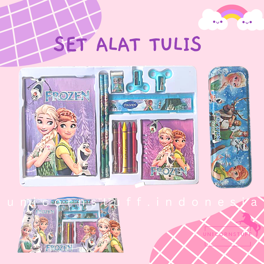 10in1 Paket Alat Tulis Set Stationary Tempat Pensil Perempuan Kado Frozen